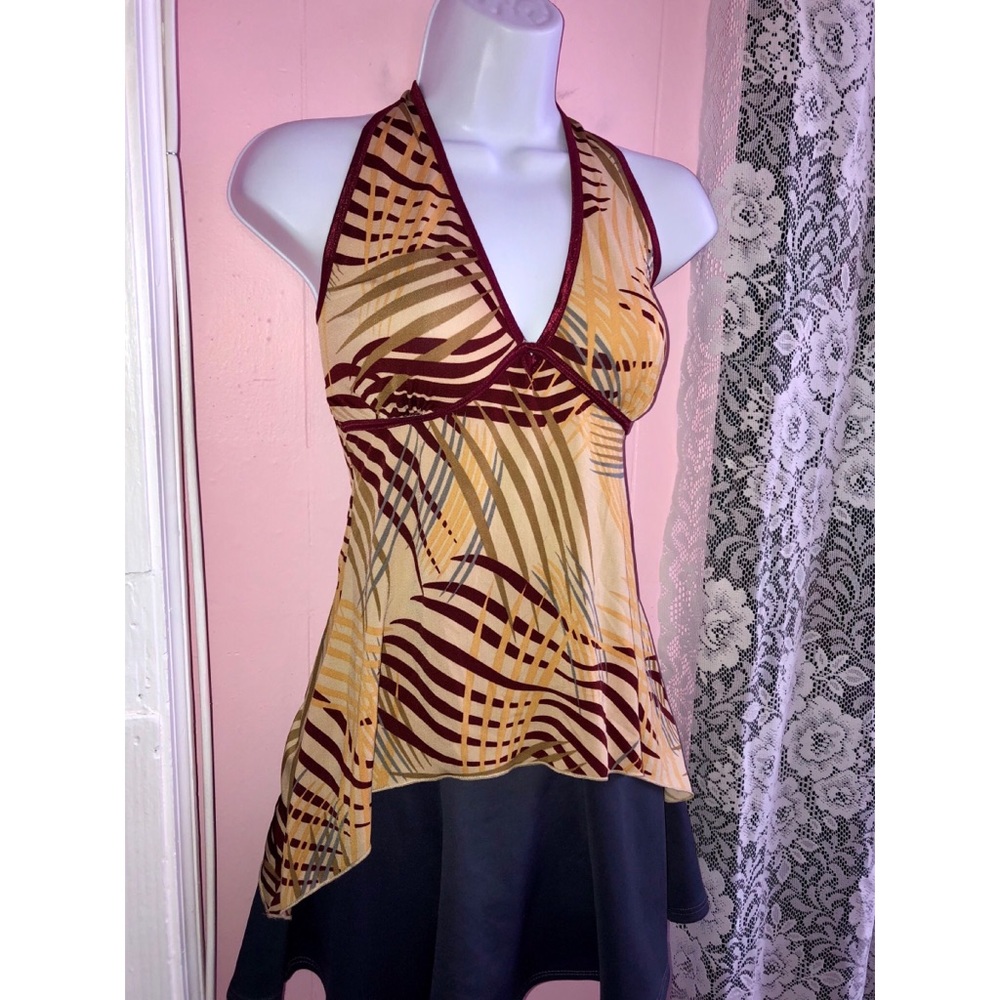 Abstract print halter top / blouse medium